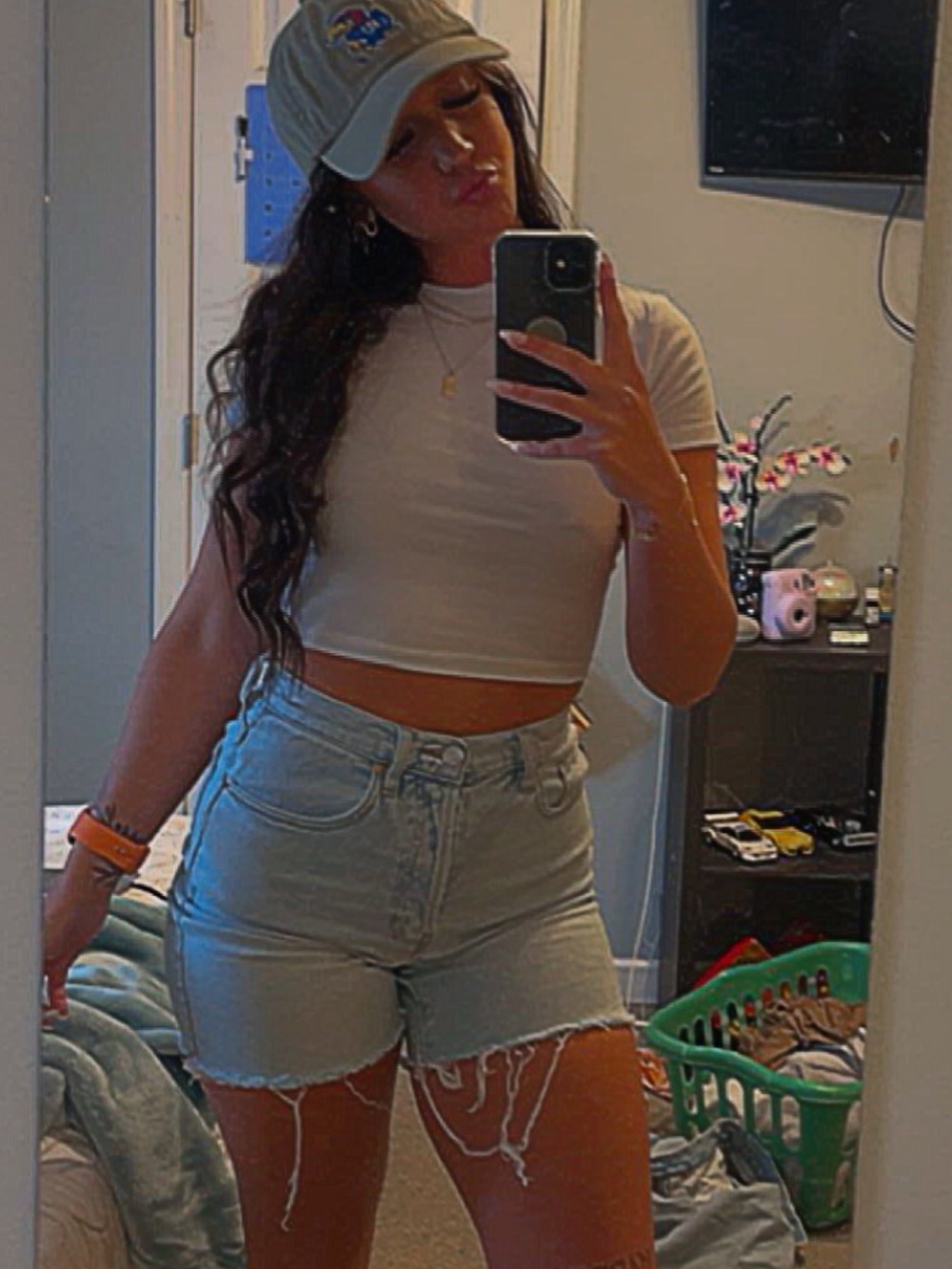 PacSun Light Blue High-Rise Frayed Denim Shorts